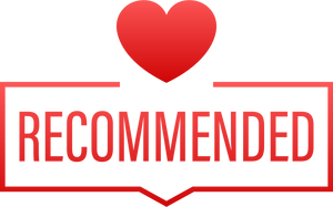 Recommend icon. Red label recommended